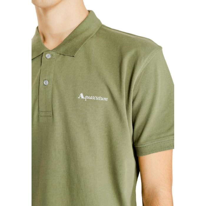 Aquascutum Herren Grünes Polohemd 100% Baumwolle Kurzarm