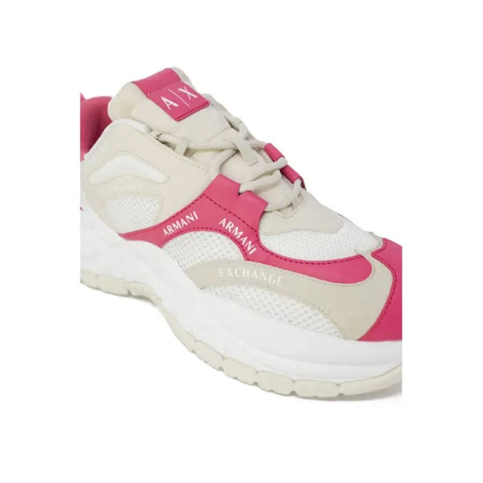 Armani Exchange Women Sneakers in white, beige, and pink color scheme