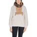 Beige and brown fleece pullover hoodie with kangaroo pocket, Napapijri Women Jacket