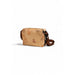 Beige canvas messenger bag with sailing ship patterns and brown leather strap by Alviero Martini