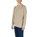 Beige crew neck sweater paired with navy blue pants in Gas Men Knitwear collection