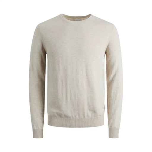 Beige crew neck sweater with long sleeves from Jack & Jones, perfect for casual style