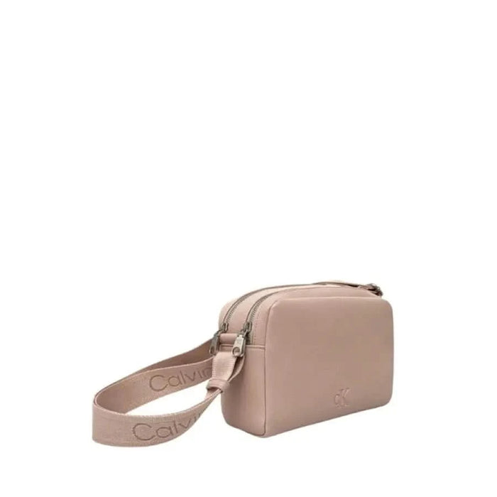 Beige leather crossbody bag with branded strap from Calvin Klein Women Bag collection