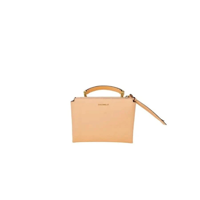 Beige leather handbag with top handle and gold hardware from Coccinelle Women Bag