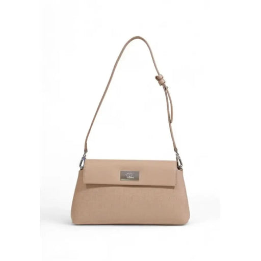 Beige leather shoulder bag with adjustable strap from Calvin Klein Women Bag