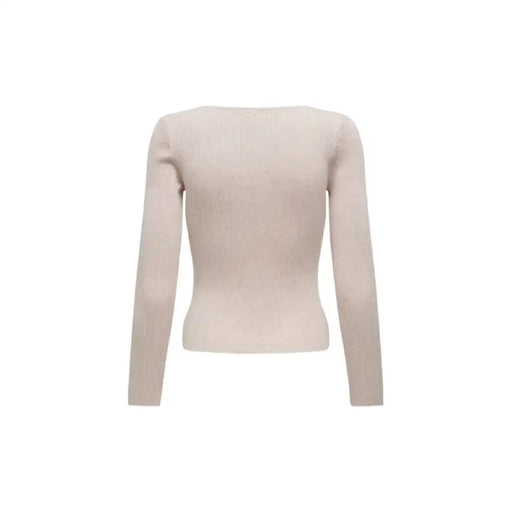 Beige long-sleeved fitted sweater from Only Women Knitwear for stylish comfort