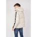 Beige hooded puffer jacket with sleeve text from Calvin Klein Jeans for men