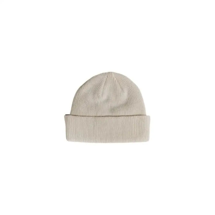 Beige ribbed knit beanie with folded cuff from Columbia Men’s Cap collection