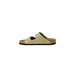 Beige suede sandal with cork footbed and two straps from Birkenstock Men Slippers