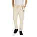 Beige Gianni Lupo men trousers with drawstring waist and chain accessory