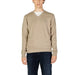 Beige V-neck sweater featuring a small embroidered logo from US Polo Assn Men’s Knitwear