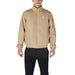 Beige zip-up jacket with small logo on chest from Calvin Klein Men’s collection