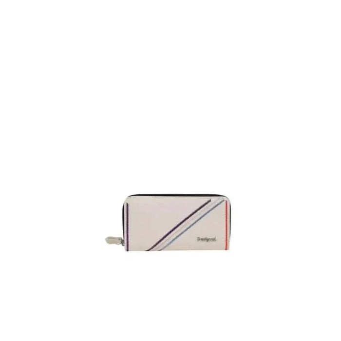 Beige zippered wallet with diagonal striped accents from Desigual Women Wallet collection