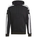 Black Adidas hoodie with white stripes on sleeves and shoulders for men