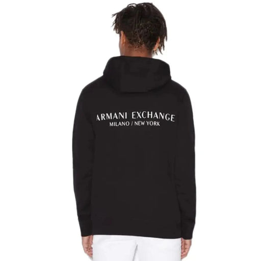 Black Armani Exchange hoodie with Milano / New York text on back Armani Exchange Men Sweatshirts