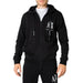 Black Armani Exchange zip-up hoodie with white AX logo on chest displayed in Armani Exchange Men Sweatshirts