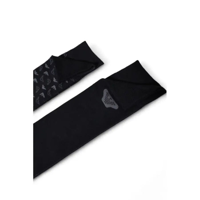 Black athletic arm sleeves with geometric pattern and logo for Emporio Armani Underwear