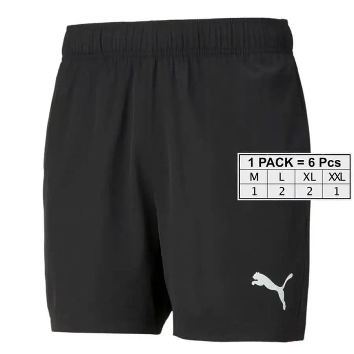 Black athletic shorts with Puma logo on leg in Puma Men Shorts product