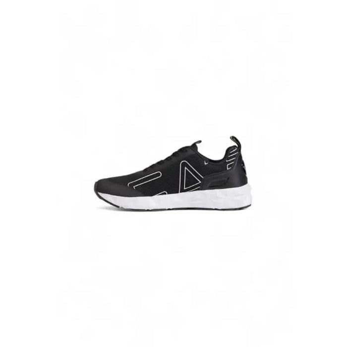 Black Ea7 Men Sneakers featuring white accents and a thick sole for optimal style