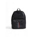 Black Tommy Hilfiger backpack with vertical stripes on front pocket for men