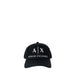 Black baseball cap featuring A|X ARMANI EXCHANGE logo in white for men