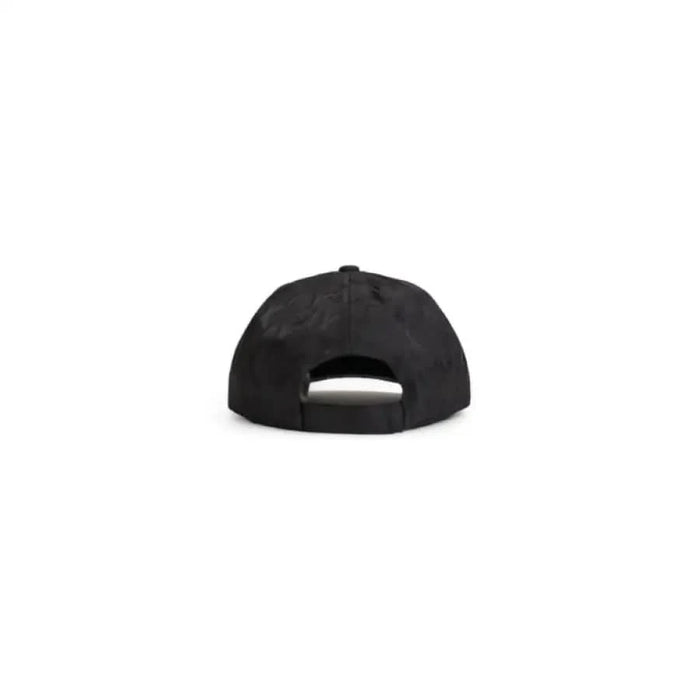 Black baseball cap from Armani Exchange featuring an adjustable strap at the back