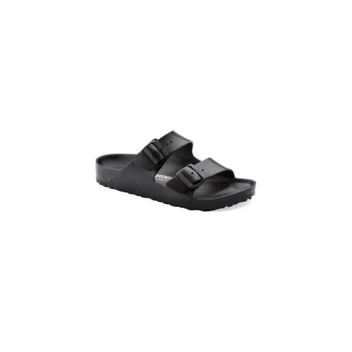 Black Birkenstock-style sandal with two adjustable straps for women