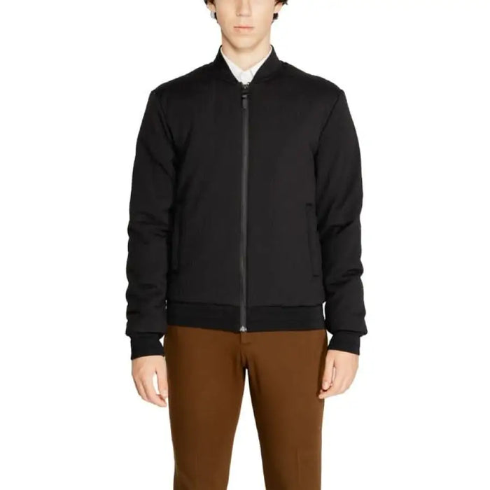 Black bomber jacket with full-length zipper from Antony Morato for men