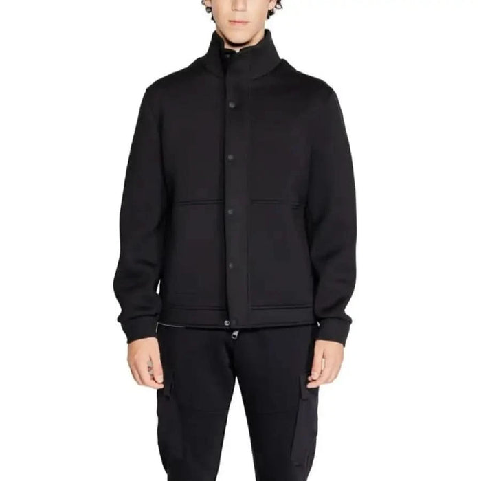 Black high-neck jacket with minimalist design from Antony Morato for men