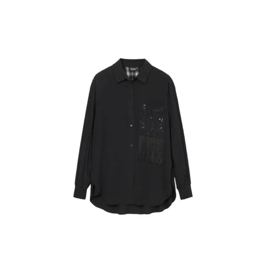 Black button-up shirt with chest pocket from Desigual Women Shirt collection