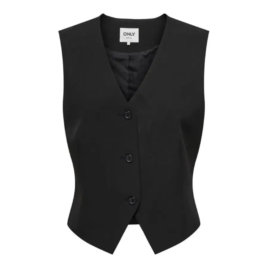 Black buttoned V-neck vest, ’ONLY’ brand label - Only Women Gilet