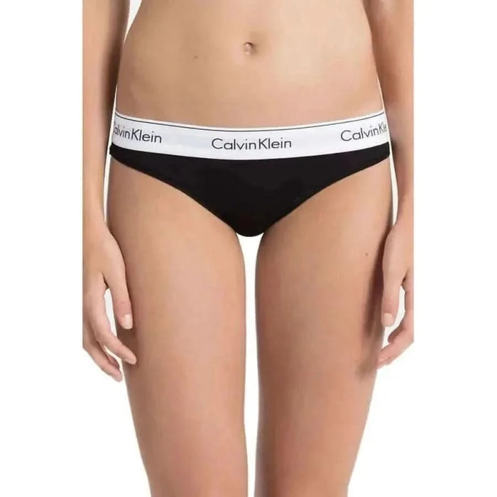 Black Calvin Klein underwear with white elastic waistband for women