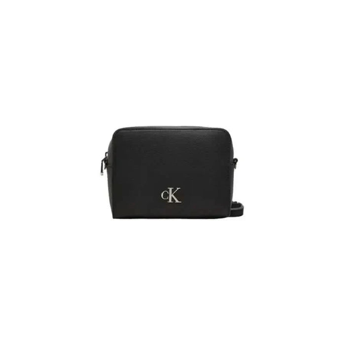 Black Calvin Klein crossbody bag featuring silver CK logo from Calvin Klein Jeans collection