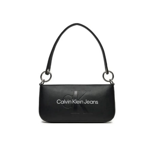 Black Calvin Klein Jeans handbag with a short strap for women