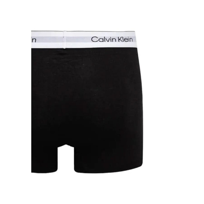 Black Calvin Klein boxer briefs with white elastic waistband for men’s underwear