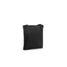 Black canvas messenger bag with slim profile and adjustable strap by Calvin Klein