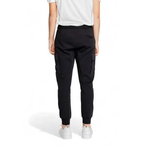 Black Antony Morato men trousers featuring cargo-style jogger design with side pockets