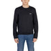 Black crew neck sweatshirt featuring a small Boss logo from Boss Men Knitwear