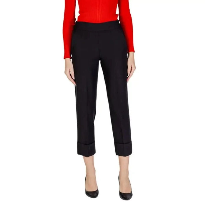 Black cropped dress pants with cuffed hems from Sandro Ferrone Women’s Trousers