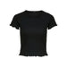 Black cropped t-shirt with ruffled edges and short sleeves - Only Women T-Shirt