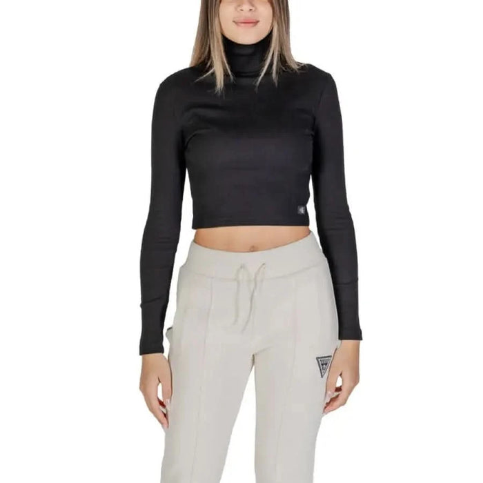 Black cropped turtleneck long sleeve top from Calvin Klein Jeans Women T-Shirt collection