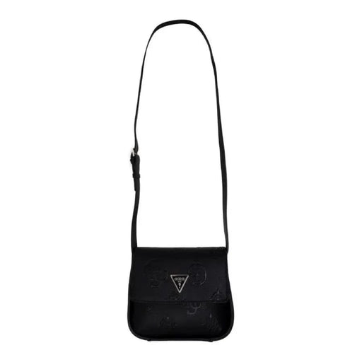 Black crossbody bag featuring a triangular logo from Guess Women Bag collection