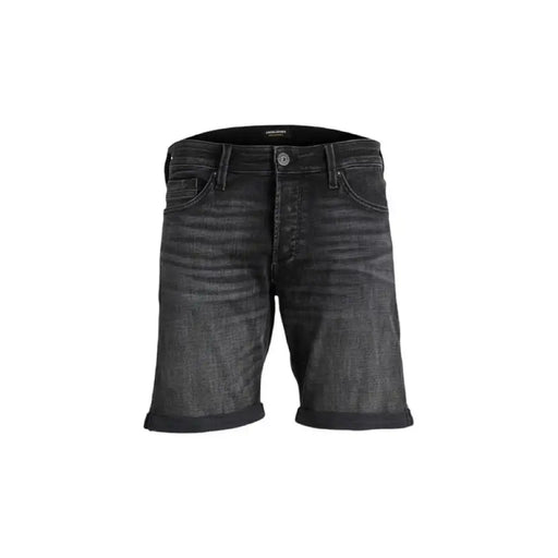 Black denim shorts with distressed detailing and rolled cuffs from Jack & Jones