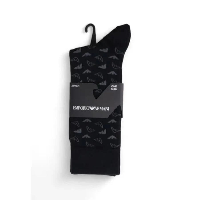 Black dress sock with gray eagle pattern from Emporio Armani Underwear collection