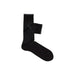 Black ribbed dress sock featuring a prominent Emporio Armani logo