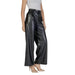 Black faux leather wide-leg pants with a high waist from Only Women Trousers