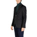 Black formal blazer by Gianni Lupo featuring notched lapels and single button closure