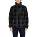 Black and gray checkered fleece zip-up jacket with a high collar by Columbia Men