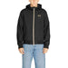 Black hooded jacket with gold zipper featuring EA7 logo for men by EA7