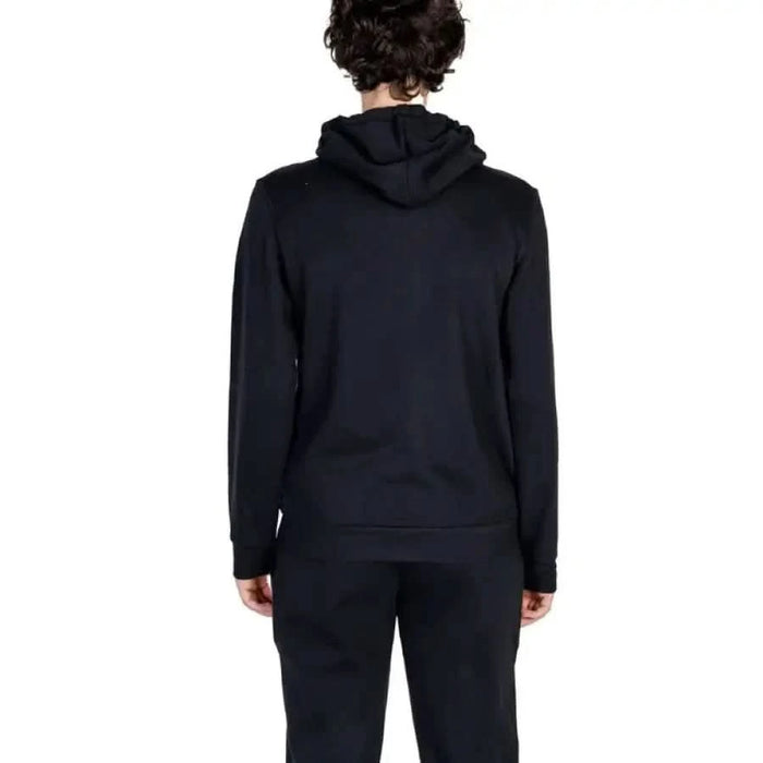 Back view of a black hooded sweatshirt from Emporio Armani Underwear collection